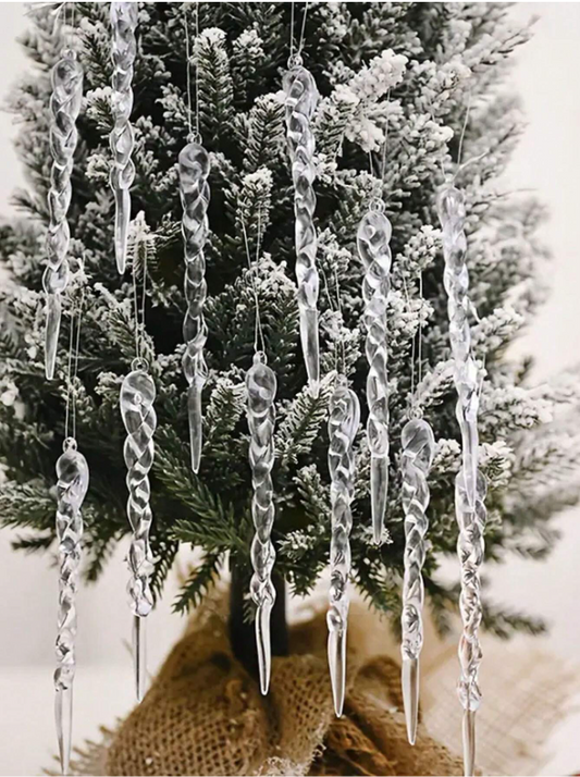 12 Piece Christmas Transparent Icicle Decoration