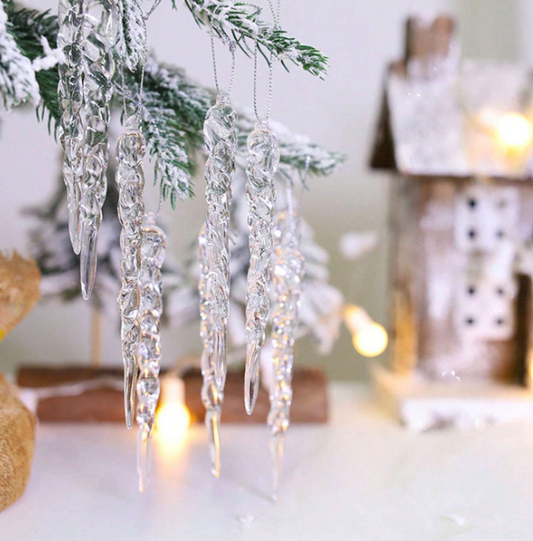 12 Piece Christmas Transparent Icicle Decoration